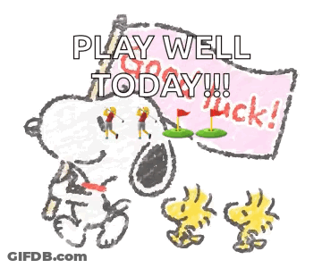 A Cartoon Of Snoopy And Woodstock Playing Golf GIF