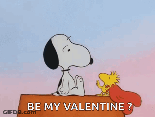 Snoopy And Woodstock Be My Valentine GIF