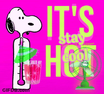 A Cartoon Of Snoopy Drinking From A Thermometer That Says It 'S Stay Hot GIF