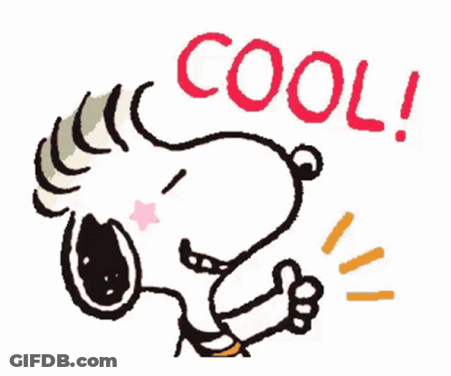 A Cartoon Of Snoopy Giving A Thumbs Up With The Word Cool Below GIF