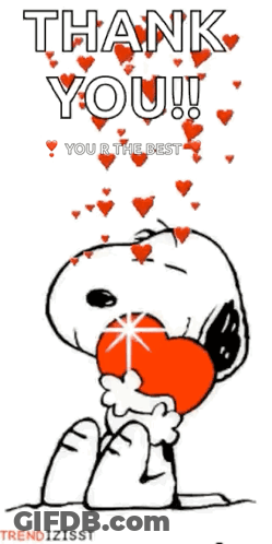 A Cartoon Of Snoopy Holding A Heart With The Words Thank You You R The Best GIF
