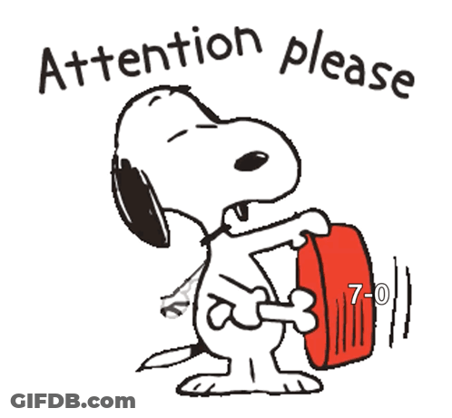 A Cartoon Of Snoopy Holding A Red Bag With The Words Attention Please Written Above Him GIF