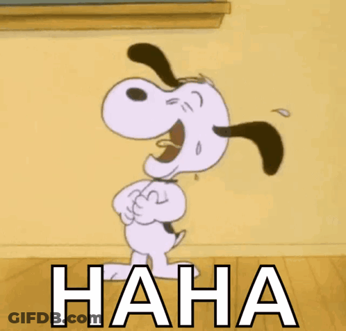 A Cartoon Of Snoopy Laughing With The Word Haha Behind Him GIF