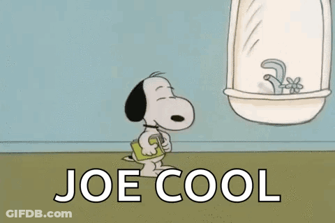 A Cartoon Of Snoopy Looking At Himself In A Mirror . GIF
