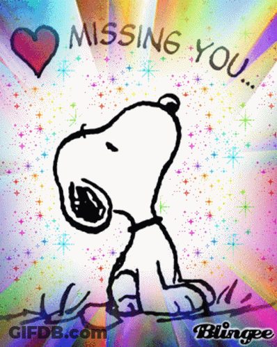 A Cartoon Of Snoopy With A Heart And The Words Missing You GIF
