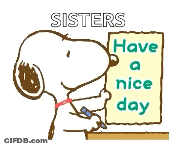 A Cartoon Of Snoopy Writing A Note To His Sisters GIF