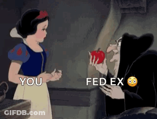 A Cartoon Of Snow White And The Seven Dwarfs With The Words `` You Fedex '' On The Bottom . GIF