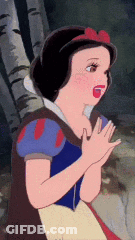 A Cartoon Of Snow White With Her Hands Folded In Front Of Her Chest GIF