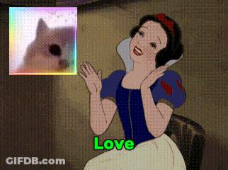 A Cartoon Of Snow White With The Word Love On The Bottom Right GIF