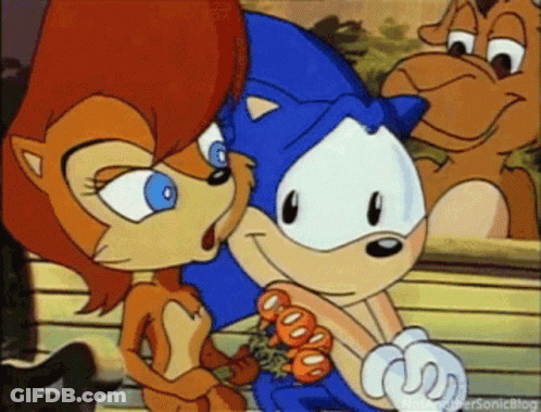 Sonic And Sally Kissing Cartoon GIF