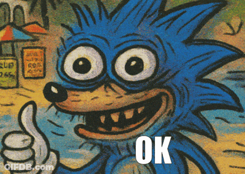 A Cartoon Of Sonic The Hedgehog Giving A Thumbs Up With The Words Ok Below Him GIF