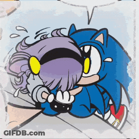 Sonic The Hedgehog Hugging Girl With Purple Hair GIF