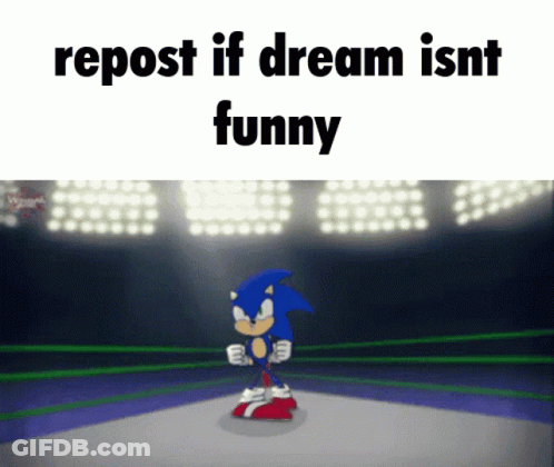 A Cartoon Of Sonic The Hedgehog In A Boxing Ring With The Words Repost If Dream Isnt Funny GIF