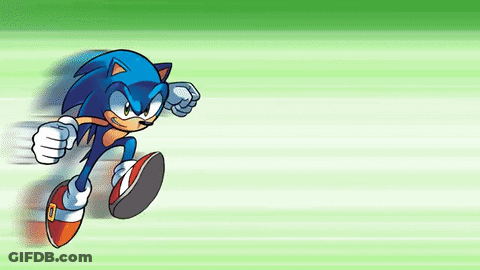 Sonic The Hedgehog Running On Green And White Background GIF