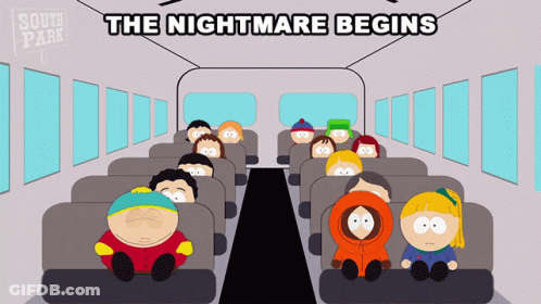A Cartoon Of South Park Characters On A Bus GIF