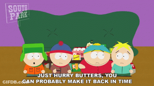 A Cartoon Of South Park Characters Standing In Front Of A Sign That Says South Park GIF
