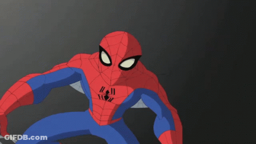 A Cartoon Of Spider-Man And Venom Standing Next To Each Other . GIF