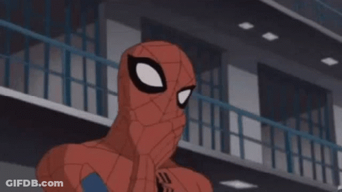 A Cartoon Of Spider-Man Covering His Face And Saying `` You Tempt Me ... '' . GIF