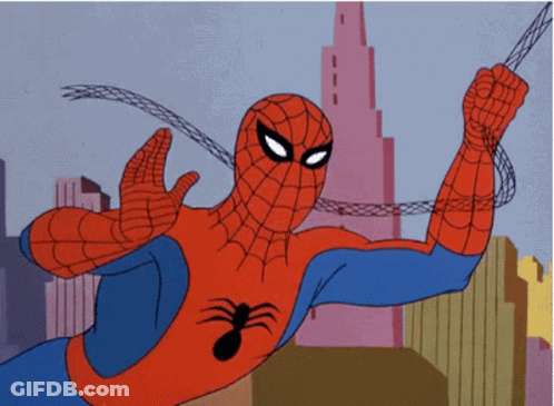 A Cartoon Of Spider-Man Holding A Web GIF