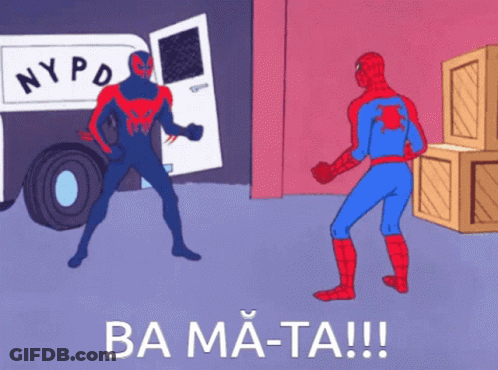 A Cartoon Of Spider-Man Standing In Front Of A Nypd Vehicle GIF
