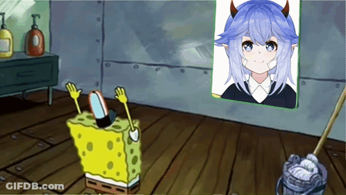 A Cartoon Of Spongebob And A Picture Of A Girl GIF