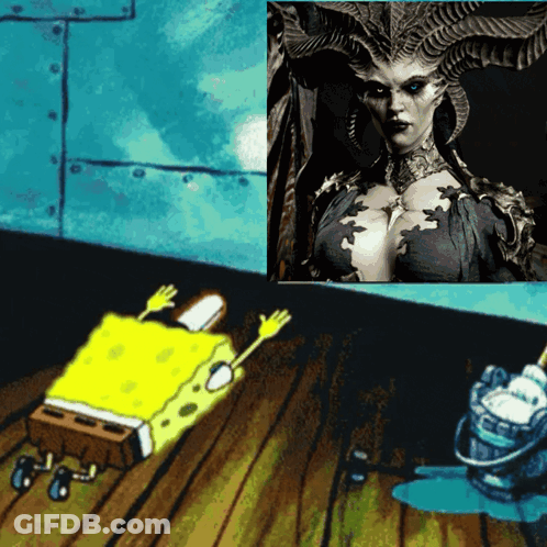 A Cartoon Of Spongebob And A Picture Of A Woman GIF
