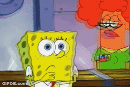 A Cartoon Of Spongebob And A Red Haired Woman GIF