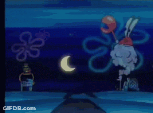 A Cartoon Of Spongebob And Crabs In The Ocean GIF