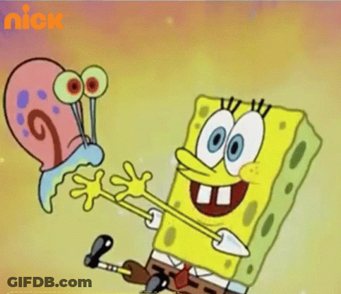 A Cartoon Of Spongebob And Gary From The Nickelodeon Show GIF