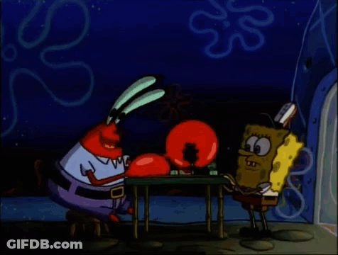 A Cartoon Of Spongebob And Krabby Krabs Fighting Each Other In A Room . GIF