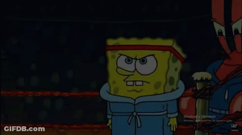 A Cartoon Of Spongebob And Mr. Krabs Standing In A Boxing Ring . GIF