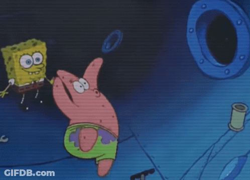 A Cartoon Of Spongebob And Patrick On A Ship GIF