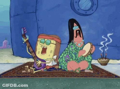 A Cartoon Of Spongebob And Patrick Playing Music GIF