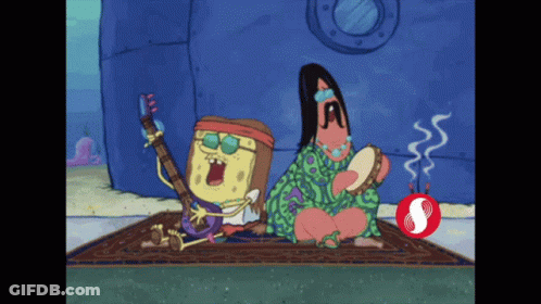 A Cartoon Of Spongebob And Patrick Playing Music GIF