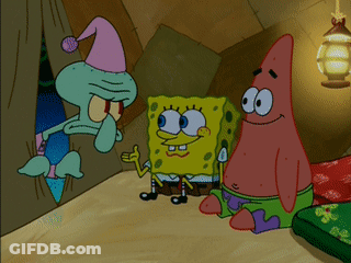 A Cartoon Of Spongebob And Patrick Says Okay Have Fun Inside GIF
