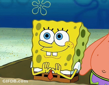 A Cartoon Of Spongebob And Patrick Sitting On A Beach GIF