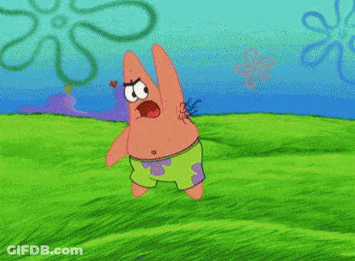 A Cartoon Of Spongebob And Patrick Standing In A Field GIF
