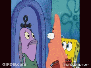 A Cartoon Of Spongebob And Patrick Standing Next To Each Other With Memecenter.com At The Bottom GIF