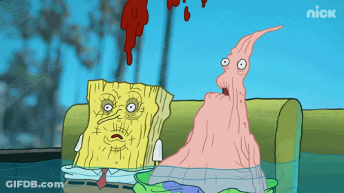 A Cartoon Of Spongebob And Patrick With The Nick Logo In The Corner GIF