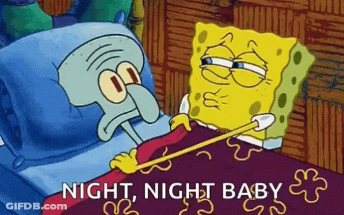 A Cartoon Of Spongebob And Squidward Laying In Bed Together . GIF