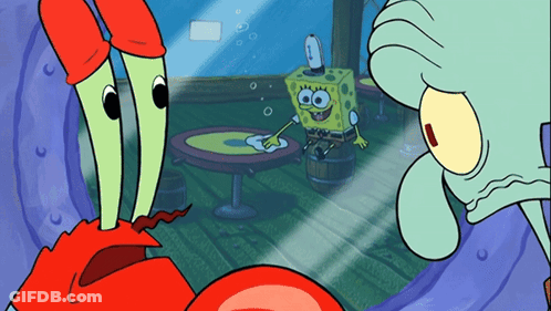 A Cartoon Of Spongebob And Squidward Looking Through A Glass Window GIF