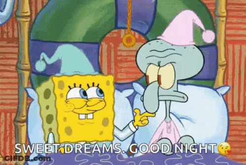 A Cartoon Of Spongebob And Squidward Saying Sweet Dreams . GIF