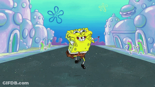 A Cartoon Of Spongebob Dancing In Front Of A Flower GIF