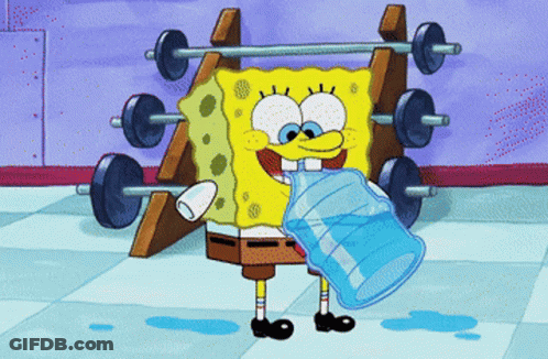 A Cartoon Of Spongebob Drinking Water From A Cup GIF