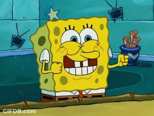 A Cartoon Of Spongebob Giving A Thumbs Up In A Room GIF