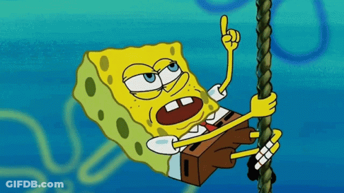 A Cartoon Of Spongebob Hanging From A Rope GIF