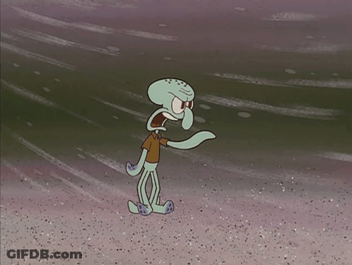 A Cartoon Of Spongebob Holding A Piece Of Paper Over Squidward GIF