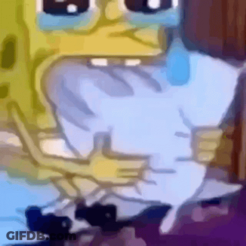 A Cartoon Of Spongebob Holding A Pillow With His Mouth Open GIF