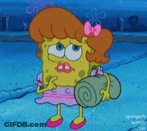A Cartoon Of Spongebob Holding A Yoga Mat With Spongeifs Tumblr.com Written On The Bottom GIF