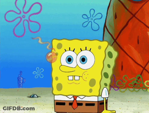 A Cartoon Of Spongebob In Front Of A Pineapple GIF